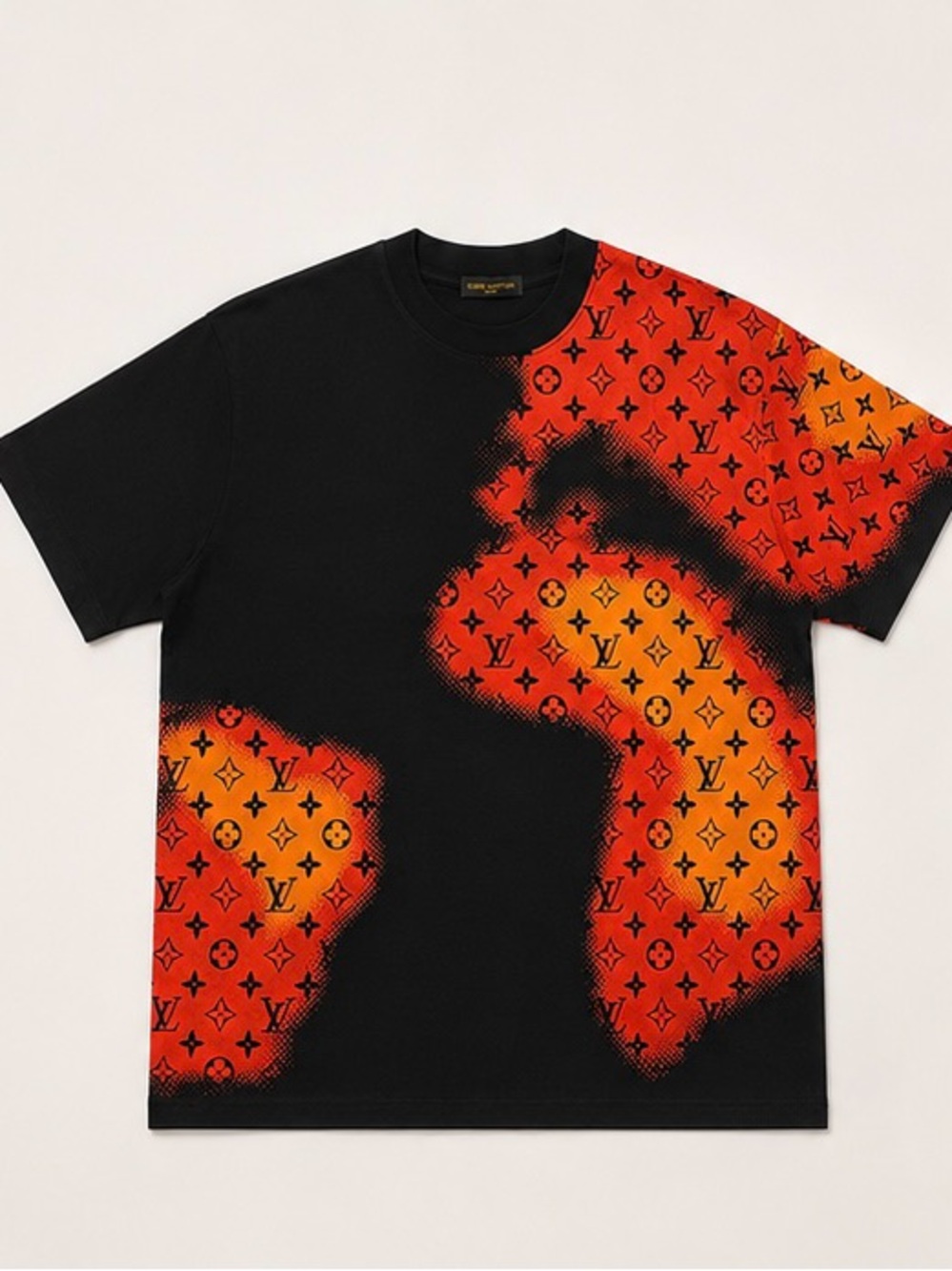 Louis Vuitton Black Tee with Red Monogram Panel